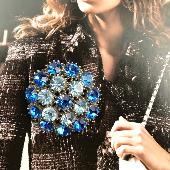 Stunning 1960s Crystal brooch blue - Picture 5 of 5